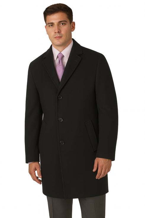 Men's Heavy Wool Overcoat – Classic Full Length Winter Topcoat