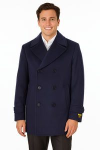 Big & Tall Men's Wool Peacoat – Classic Double Breasted Overcoat