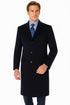 Pure Wool Full-Length Men’s Navy Overcoat – Classic Winter Dress Coat