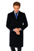 Pure Wool Full-Length Men’s Navy Overcoat – Classic Winter Dress Coat