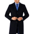 Pure Wool Full-Length Men’s Navy Overcoat – Classic Winter Dress Coat