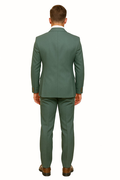 Seersucker Suit Peak Lapel Suit in Color "Mint Green " - Summer Fabric Tone on Tone Shadow Stripe By Rossiman