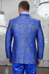 Men's royal blue paisley lace print tuxedo with double breasted vest – prom & wedding suit