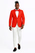 Men’s Slim Fit Tonal Paisley Tuxedo Jacket in Red for Wedding & Prom