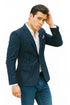 Men's Navy And Bold White Pinstripe Designer Fashion Blazer