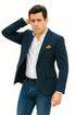 Men's Navy And Bold White Pinstripe Designer Fashion Blazer