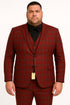 Mens Burgundy Plaid Three-Piece Suit – Ultra Slim Fit Checkered Windowpane Redish 544-10