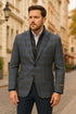 Men’s Blue & Grey Checkered Wool Blazer with Quilted Inner Layer – Alberto Nardoni Collection