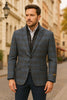 Men’s Blue & Grey Checkered Wool Blazer with Quilted Inner Layer – Alberto Nardoni Collection