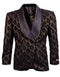 Prom Tuxedo 2026 - Men's Double Breasted Cheetah Print Tuxedo Dinner Smoking Black and Gold Jacket