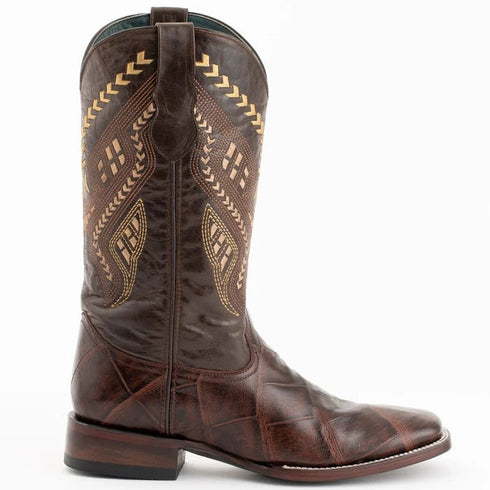 J Toe Cowboy Boots - J Toe Western Boots - Ferinni Boot - Mens Dress Cowboy Boot - Ferrini Jesse Men's Print Alligator Boots Handcrafted Chocolate in Chocolate Color