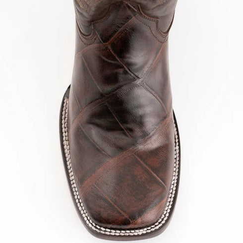 J Toe Cowboy Boots - J Toe Western Boots - Ferinni Boot - Mens Dress Cowboy Boot - Ferrini Jesse Men's Print Alligator Boots Handcrafted Chocolate in Chocolate Color