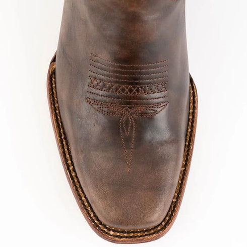 Ferinni Boot - Mens Dress Cowboy Boot - Ferrini Men's Santa Fe Leather Boots Handcrafted - Chocolate in Chocolate