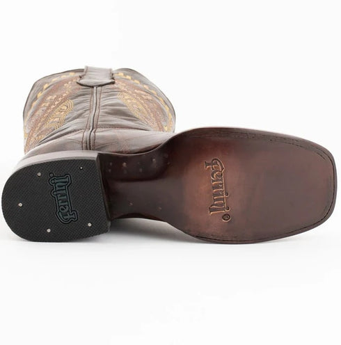 J Toe Cowboy Boots - J Toe Western Boots - Ferinni Boot - Mens Dress Cowboy Boot - Ferrini Jesse Men's Print Alligator Boots Handcrafted Chocolate in Chocolate Color