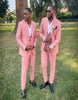 New Arrival Christopher Pink Three Pieces Peaked Lapel Wedding Groomsmen Suits