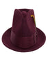 Burgundy Dress Hat 1920s Fedora Style - Mens Classic Wool Fedora Dress Hat in Burgundy
