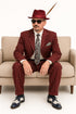 Burgundy Pinstripe Zoot Suit – 3 Piece 1920s/1930s Gangster Outfit (Jacket and Pants and Vest)  Vintage Fashion