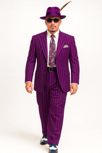 Purple Pinstripe Zoot Suit 3 Piece 1920s/1930s Gangster Outfit (Jacket and Pants and Vest) Vintage Fashion