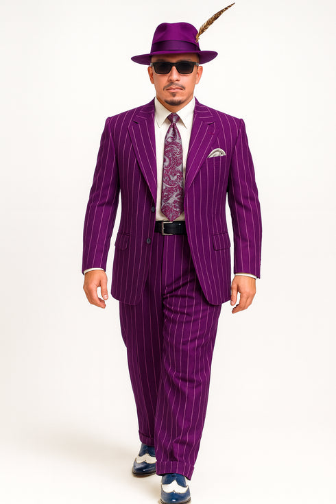 Purple Pinstripe Zoot Suit  3 Piece 1920s/1930s Gangster Outfit (Jacket and Pants and Vest)  Vintage Fashion