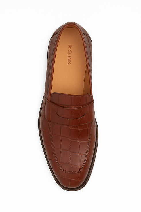 Piccolo Alligator Penny Loafer Blue By Mezlan Made In Spain Brand