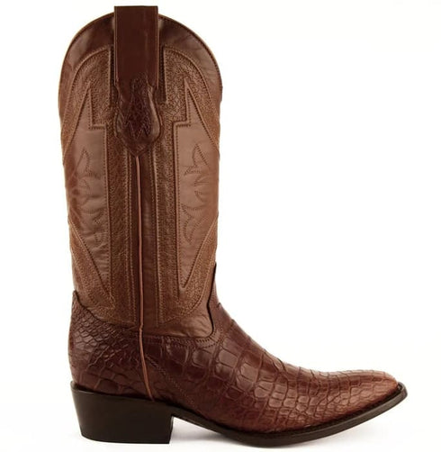 Ferinni Boot - Mens Dress Cowboy Boot - Ferrini Men's Stallion Alligator Belly Boots Narrow Square Toe Handcrafted Cognac