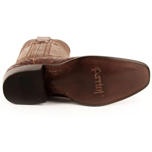 Ferinni Boot - Mens Dress Cowboy Boot - Ferrini Men's Stallion Alligator Belly Boots Narrow Square Toe Handcrafted Cognac