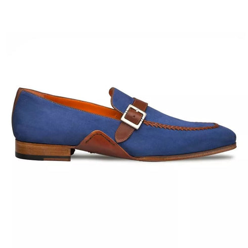 Mezlan Men's Navy/Cognac Nubuck & Calfskin Loafer