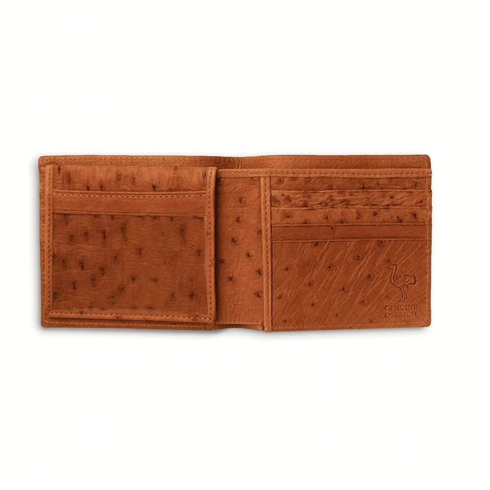 Full Ostrich Quill Checkbook Holder in Cognac main image 0