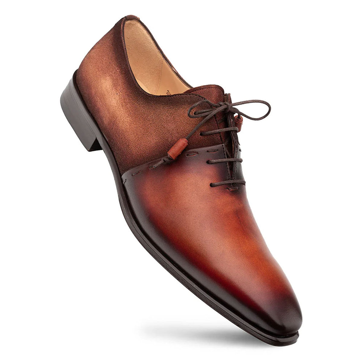 Colomer Cognac/Rust Calf/Suede Oxford Shoes By Mezlan Made 