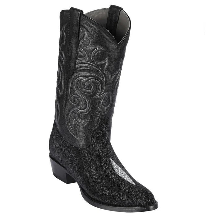Los Altos Boots - Mens Dress Cowboy Boot - Low Priced Bull Shoulder Black Square Toe Cowboy Boots- in Black