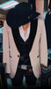 Mens Western Tuxedo Suit – Cream Cowboy Blazer with Black Velvet Vest and Satin Shawl Lapel