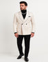 Men’s Cream Jacquard Double-Breasted Tuxedo with Black Trim – Formal Blazer for Weddings & Events Ivory Color