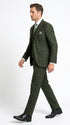 Men’s Olive Windowpane Plaid Suit, 2 Button Formal Suit with Double Breasted Vest