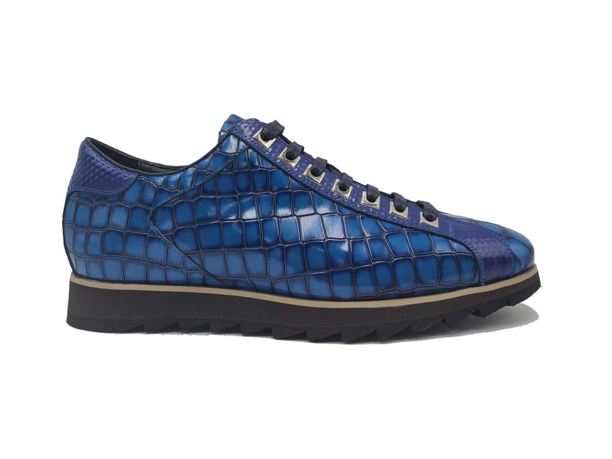 Crocodile-Embossed Leather Sneaker – OvercoatUSA