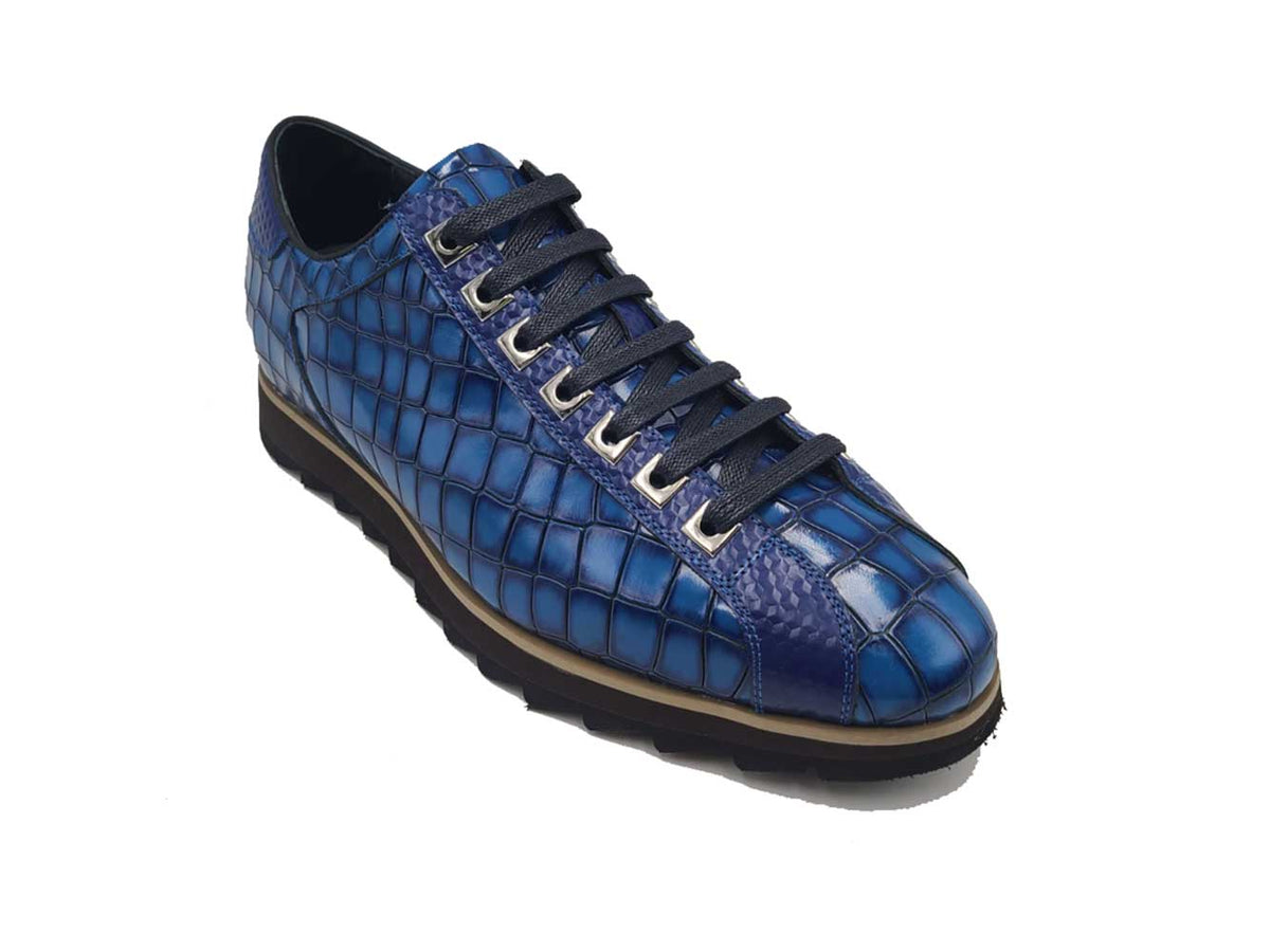 Crocodile-Embossed Leather Sneaker – OvercoatUSA
