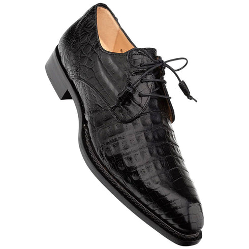 Men's Cratos Genuine Crocodile Black Derby Shoes By Mezlan Made In Spain Brand