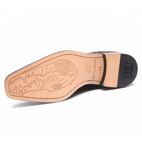 Belvedere Onesto Men's Black Genuine Ostrich And Crocodile Oxfords