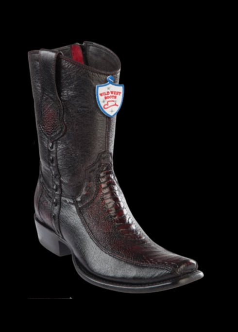 Wild West Botas de Pata de Avestruz Horma Dubai Toe Blackcherry