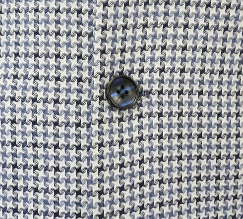 Blue Houndstooth Hybrid Fit Double Breasted Jacket