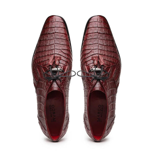 Marco Di Milano Lacio Men's Shoes Wine Exotic Crocodile Derby Oxfords