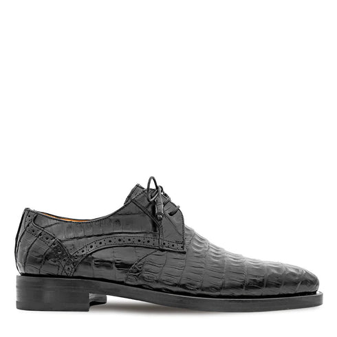 Golfo Plain Toe Crocodile Derby Black By Mezlan Made In Spain Brand
