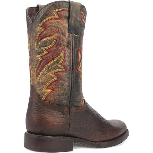 Dingo Round Toe Brown and Orange Western Leather Boots