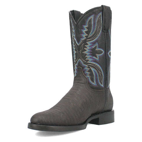 Dingo Black Lizard Print Leather Boots