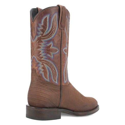 Dingo Brown Lizard Print Snip Toe Leather Boots