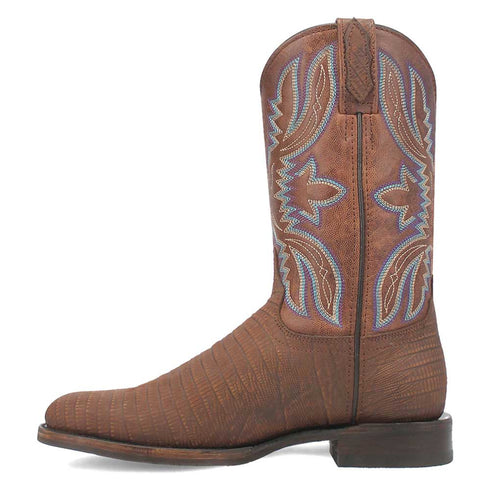 Dingo Brown Lizard Print Snip Toe Leather Boots