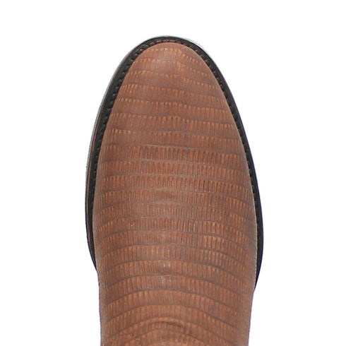 Dingo Brown Lizard Print Snip Toe Leather Boots