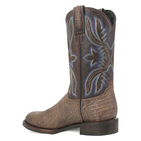 Dingo Cement Lizard Print Snip Toe Leather Boots