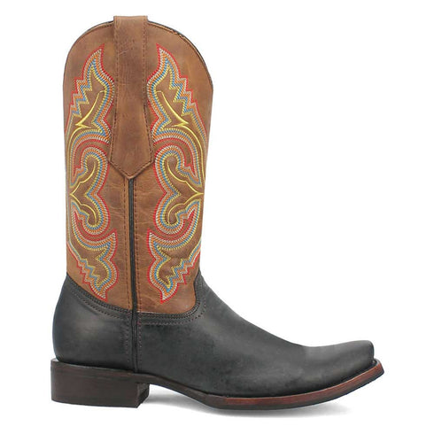 Dingo Black and Tan Snoot Toe Leather Western Boots