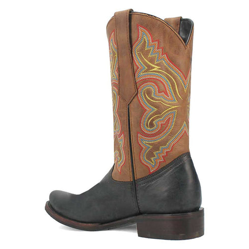 Dingo Black and Tan Snoot Toe Leather Western Boots