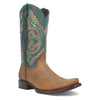 Dingo Tan and Green Snoot Toe Leather Western Boots